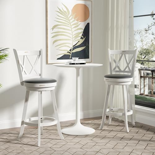 29 Bar Height Swivel Stools with High Back & Upholstered Seats - Kitchen Island & Pub Set