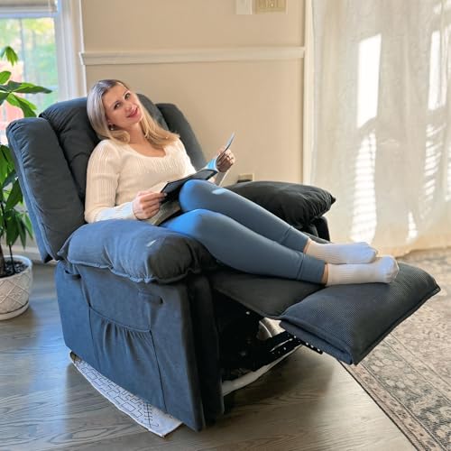 FLEXISPOT Massage Rocker Recliner Chair w/Heat & Vibration, Blue-Gray