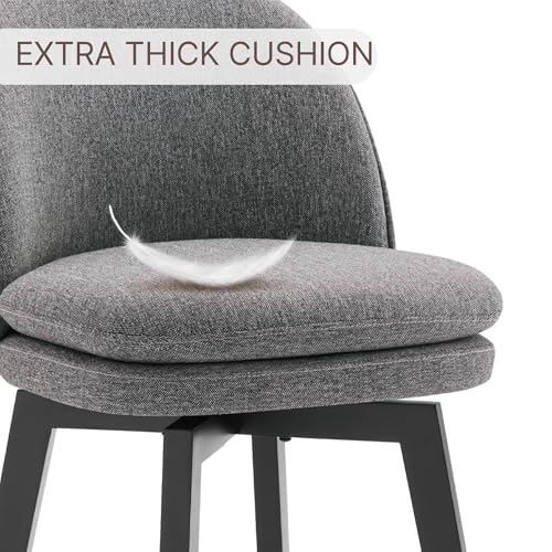 Dark Grey 26 Inch Upholstered Bar Stools with Back & Wood Legs, Set of 4 for Kitchen Island-Armless