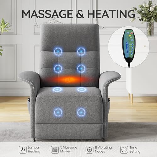 Electric Recliner Chair with Heat and Massage, Adjustable Sofa for Adults, Home Theater Seating