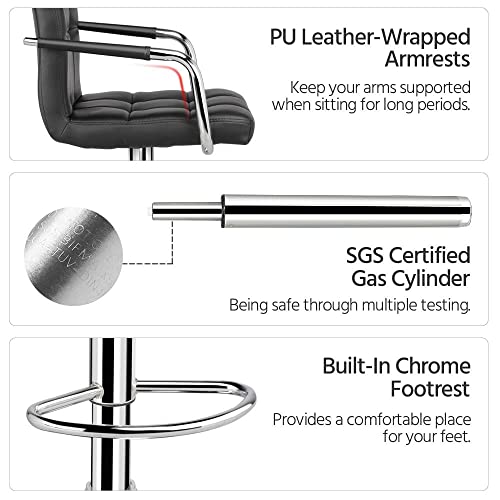 2-Piece Adjustable Swivel Kitchen Counter Stool Set
