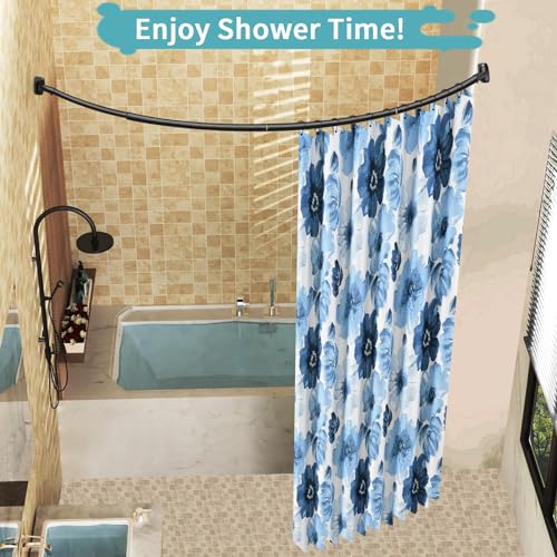 YNL Curved Rustproof Shower Rod, Matte Black, 35-82In, Adjustablebathtub Bathroom