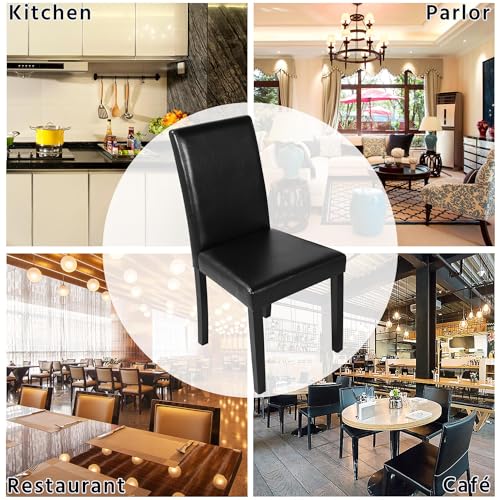 Yaheetech High-Back Dining Chair Set of 8 Black Rubberwood_legs