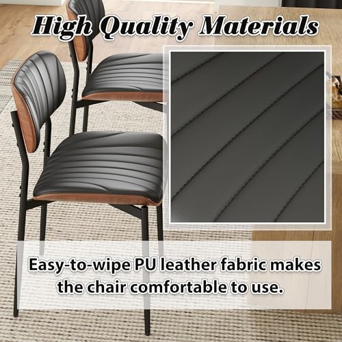 Bentwood Modern PU Leather Dining Chair Set, Black