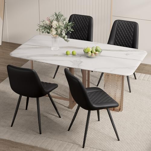 Modern Quality Black Faux Leather Dining Chair Set, 4-Piece Kitchen/Dining Room