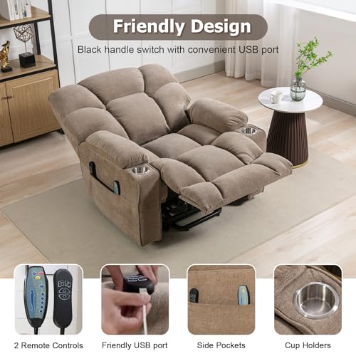 Large Power Recliner Chair with Massage and Heat for Elderly
