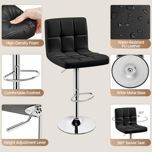 Yaheetech Adjustable PU Leather Bar Stools Set of 2
