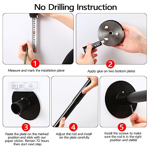 Adjustable Black Corner Shower Curtain Rod for Bathroom Bathtub