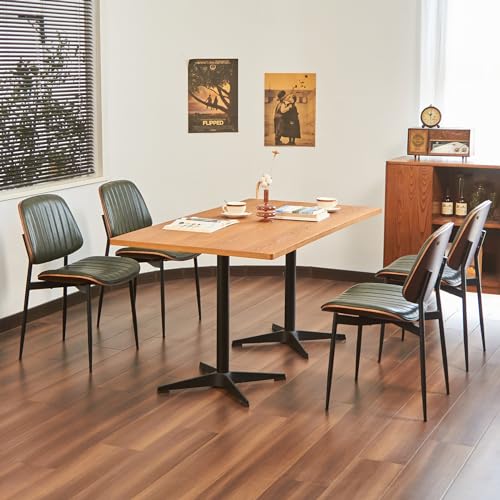 Mid Century Modern Retro Faux Leather Dining Chairs Set of 2 (Dark Green) - For Kitchen and Living Room