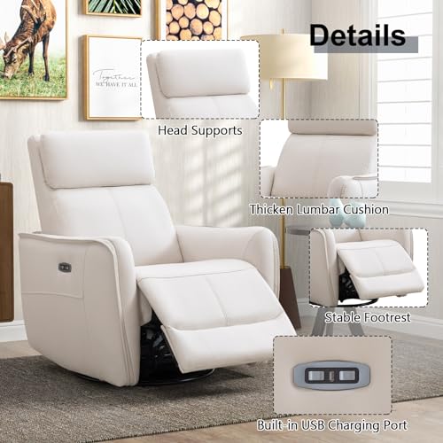 Beige ANJ Electric Recliner Chair with USB Port for Living Room or Bedroom