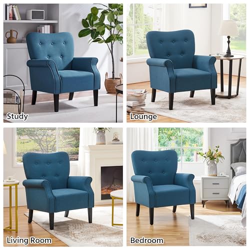 Yaheetech Navy Blue Mid-Century Armchair, Set of 2 for Living Room/Bedroom/Office