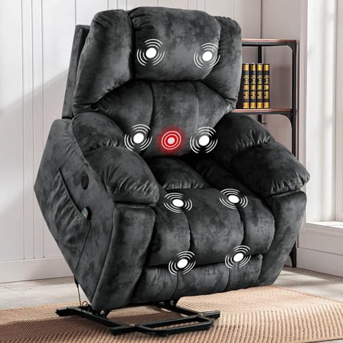 Power Lift Recliner with Massage and Heat for the Elderly - Green Grey