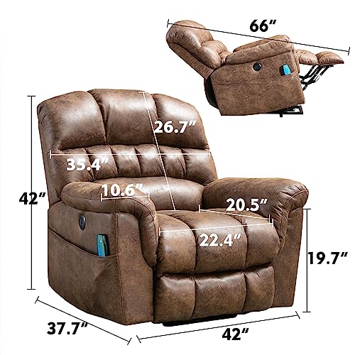Power Lift Recliner with Massage and Heat for Elderly: Phoenix Home's Comfortable and Convenient Recliner in Brown.