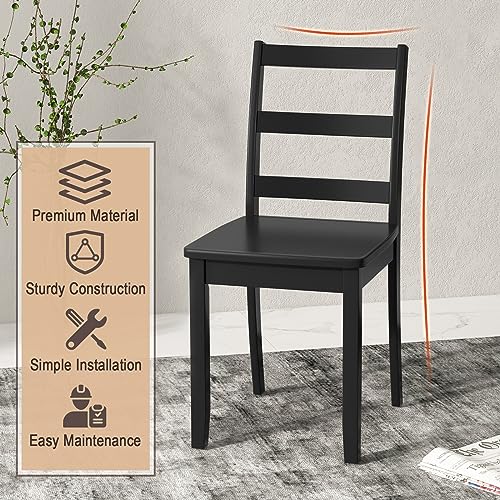 Farmhouse Black Wood Dining Chair Set (2 Pieces, 400 Lbs Max Load)