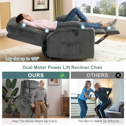 CDCASA Oversized Power Recliner with Massage & Heating, Grey