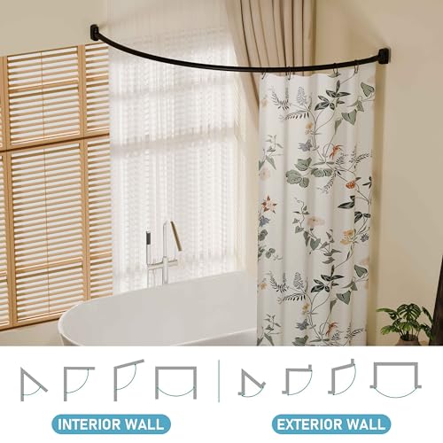 Adjustable Curved Shower Curtain Rod for Bathroom and Bathtub - Black Stainless Steel (33-78 inches)