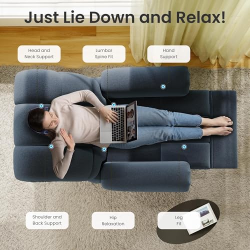Electric Recliner Chair with USB, Ultra-Comfy Teddy Fleece, Blue Gray