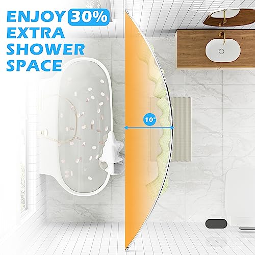 Adjustable Curved Shower Curtain Rod for Bathroom - Rust Proof Stainless Steel, 38-72 Inches