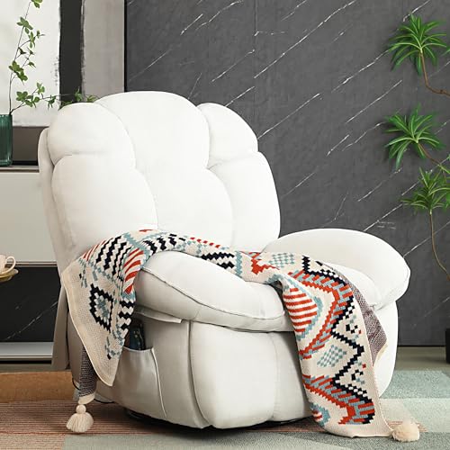 Modern Power Recliner Chair with Massage, Heat, and USB for Adults, White Living Room and Bedroom Chair