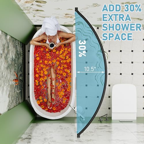 Adjustable Curved Shower Curtain Rod for Bathroom and Bathtub - Black Stainless Steel (33-78 inches)