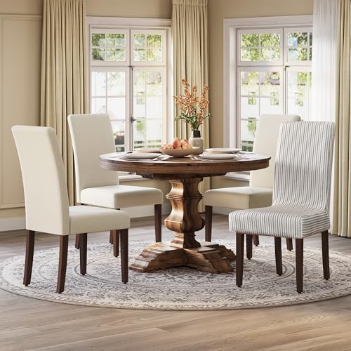 VASAGLE Cream White Dining Chair Set of 4 UKDC152W14