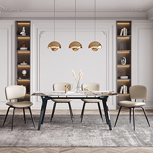 Beige Mid Century Modern Dining Chairs for Kitchen & Living Room (Pack of 2)