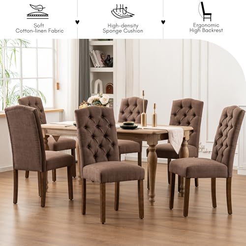 Stylish Tufted Parsons Dining Chair Set with Solid Wood Legs