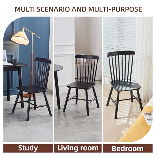 Black Windsor Spindle Dining Chair Set of 4 for Kitchen
