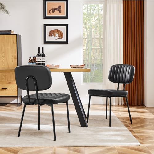 Mid Century Modern Dining Chairs Set of 2 - Black