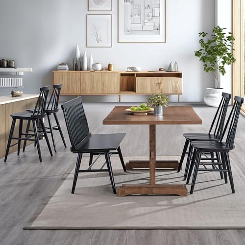 Set of 4 Wood Dining Room Chairs for Kitchen, Black