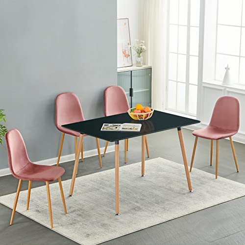 Homy Casa Mid-Century Modern Velvet Dining Chair Set of 4, Rose ballpark: 60 chars