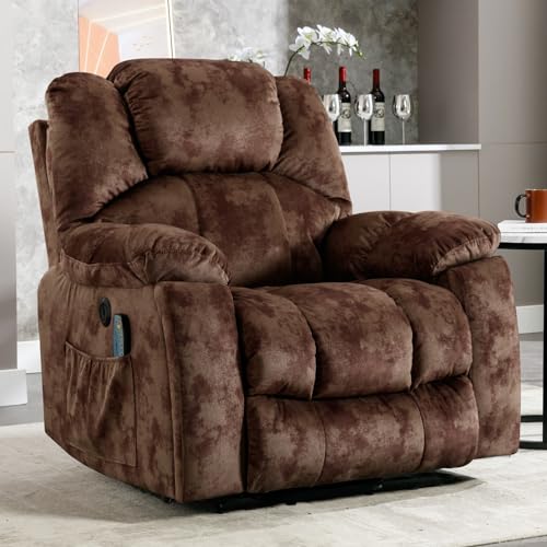 Phoenix Home Large Power Recliner with Massage & Heat, Electric Chair for Elderly, Brown