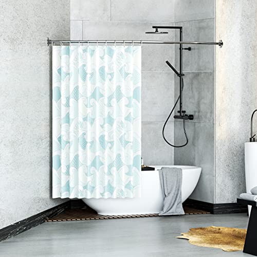 Adjustable Extra Wide Curved Shower Rod for Bathroom, Rustproof Stainless Steel