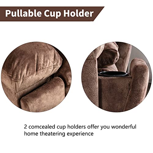 CANMOV Heavy Duty Electric Recliner with Massage and Heat, Brown