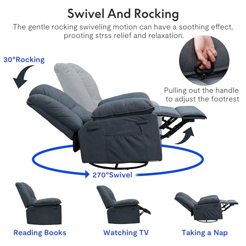 FLEXISPOT Massage Rocker Recliner Chair w/Heat & Vibration, Blue-Gray