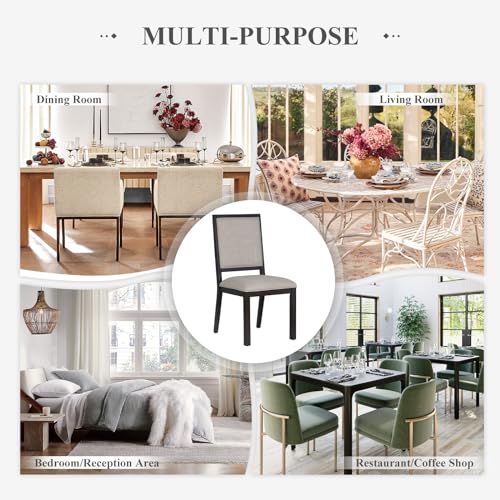COLAMY Brown Wood Farmhouse Dining Chair Set of 4 for Kitchen Living Room