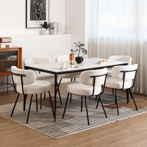 Sherpa Mid Century Modern White Dining Chair Set of 6