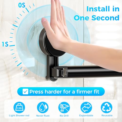 AIZESI Curved Adjustable Black Shower Curtain Rod 42-73 inches