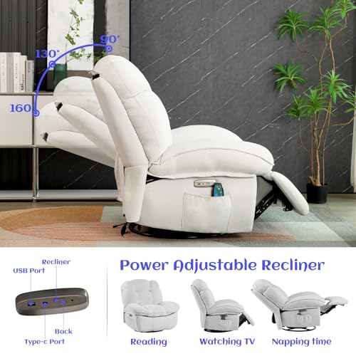 Heated Power Recliner with USB Ports for Adults