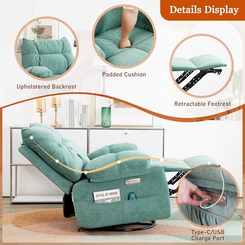 Modern Green Power Recliner Chair with Massage and Heating for Adults