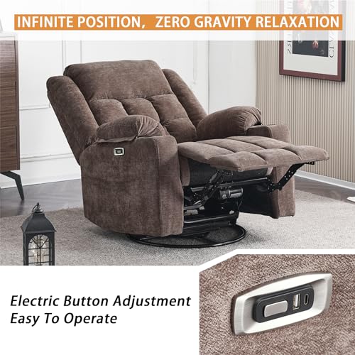 Massage Chair with Power Swivel and USB Ports for Living Room