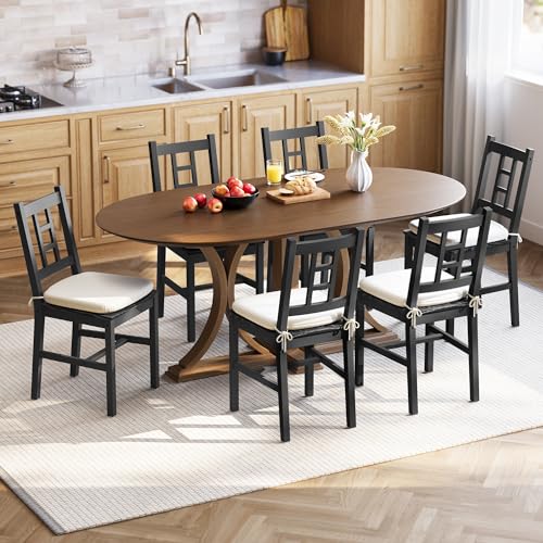 VASAGLE Curved Ebony Dining Chair Set, Set of 6 UKDC150B16