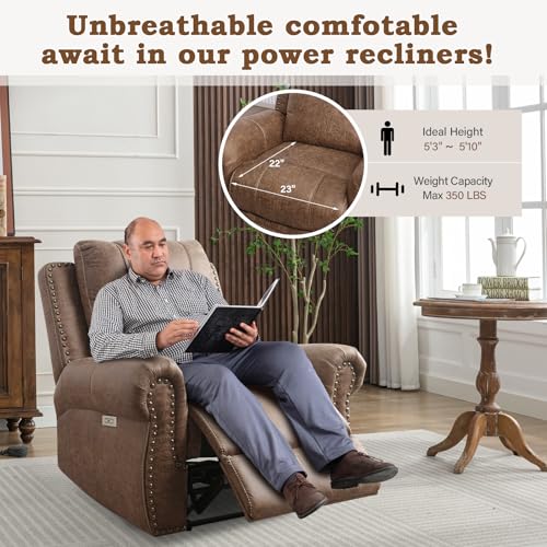 Oversized Electric Power Recliner with USB Ports for Living Room