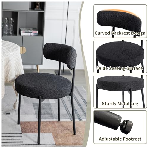 Mid Century Modern Black Dining Chair Set for Kitchen & Dining Room
