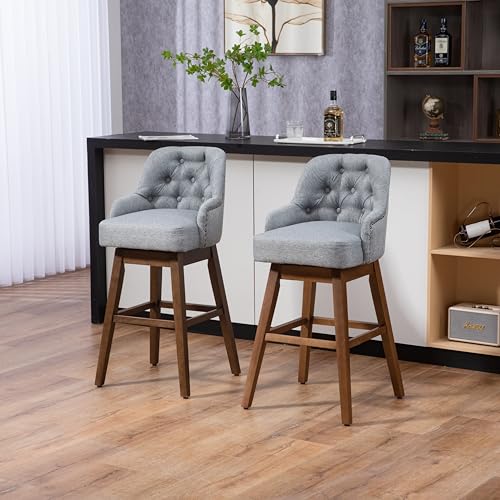 Coolmore Counter Height Bar Stool Set of 2 with Footrest and 360 Swivel