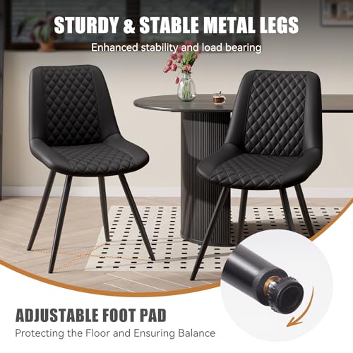 Modern Quality Black Faux Leather Dining Chair Set, 4-Piece Kitchen/Dining Room