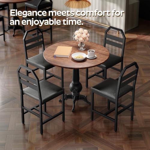 Black Dining Chairs Set of 2 with Back Support CY02L2BB
