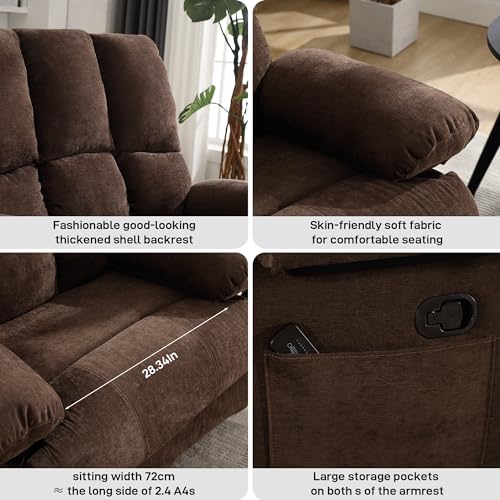 LargeCapacity Brown Oversized Manual Recliner with Massage Pillow (6008)