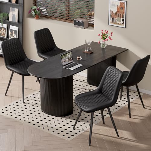 Modern Quality Black Faux Leather Dining Chair Set, 4-Piece Kitchen/Dining Room
