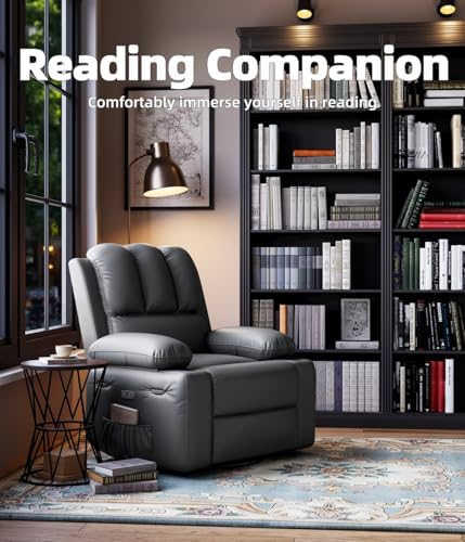 Oversized Heat and Massage Recliner with 360° Swivel - Gray